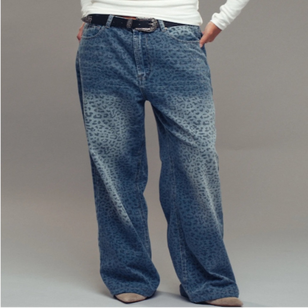 NEW! Urban Daizy  Leopard Print Wide-Leg Denim Pants Women’s Size’s S,M & L